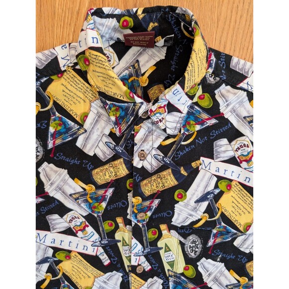 VTG High Seas Trading Co Men's XL Button Up Hawaiian Martini Drinks Alcohol Bar - Picture 1 of 8